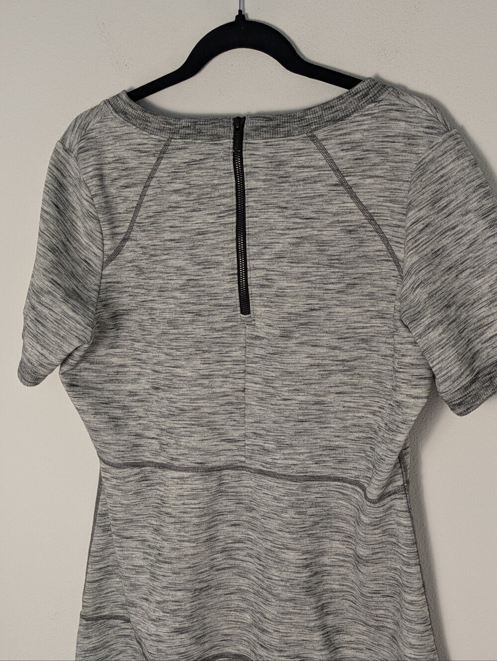 Athleta Large Gray Textured En Route Ponte Short Sleeve Fit & Flare Dress Casual - Picture 7 of 16
